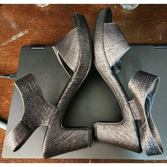 Patrizia By Spring Step Dade Sandals Size 42 US 10.5-11 Pewter Heels Ankle Strap - Picture 8 of 11